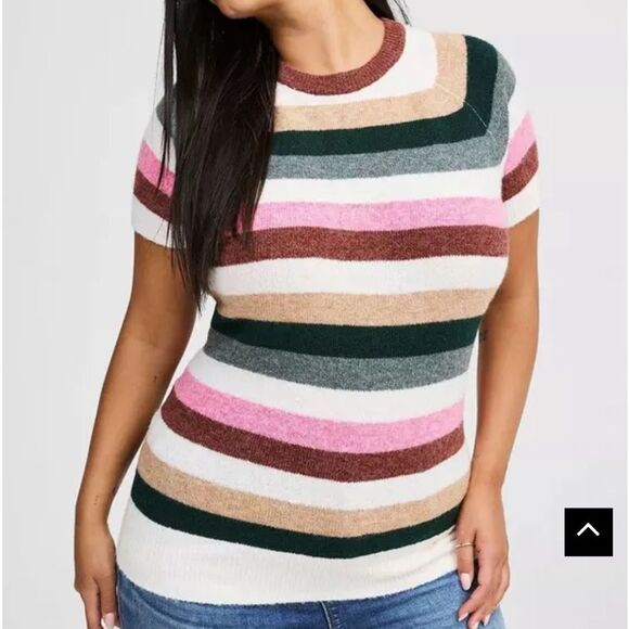 Torrid Multicolor Knit short sleeve plus size Sweater - Picture 2 of 12